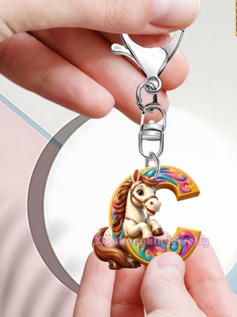 HORSE Letter C Keychain